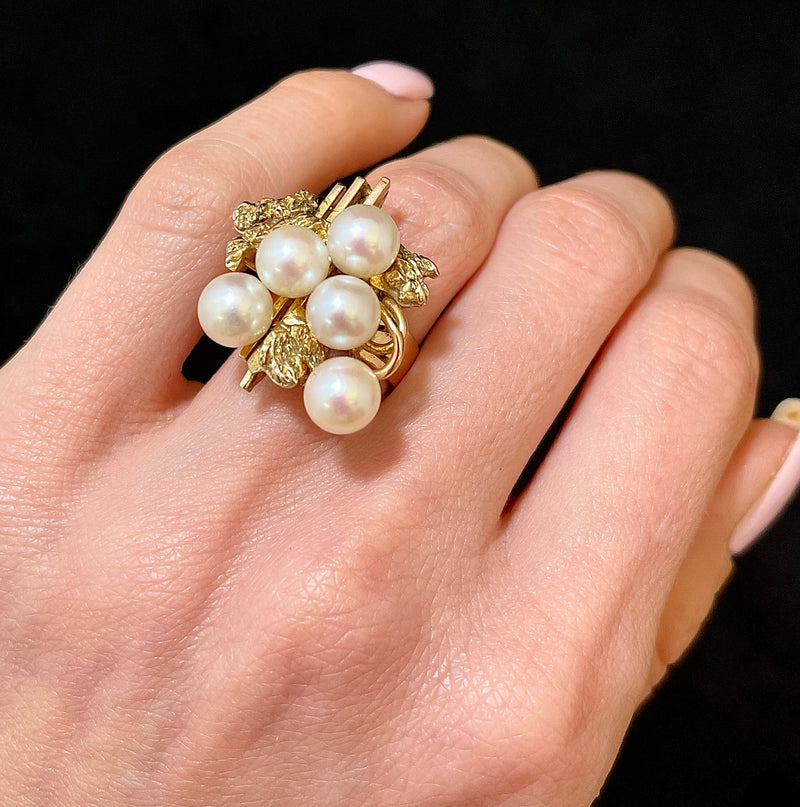 Dainty Gold Flower Ring - Seed Pearl Ring – ARTEMER